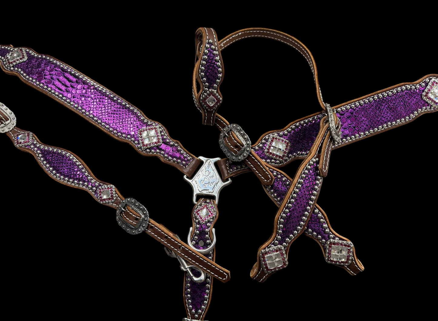 Fuchsia mystic on walnut leather