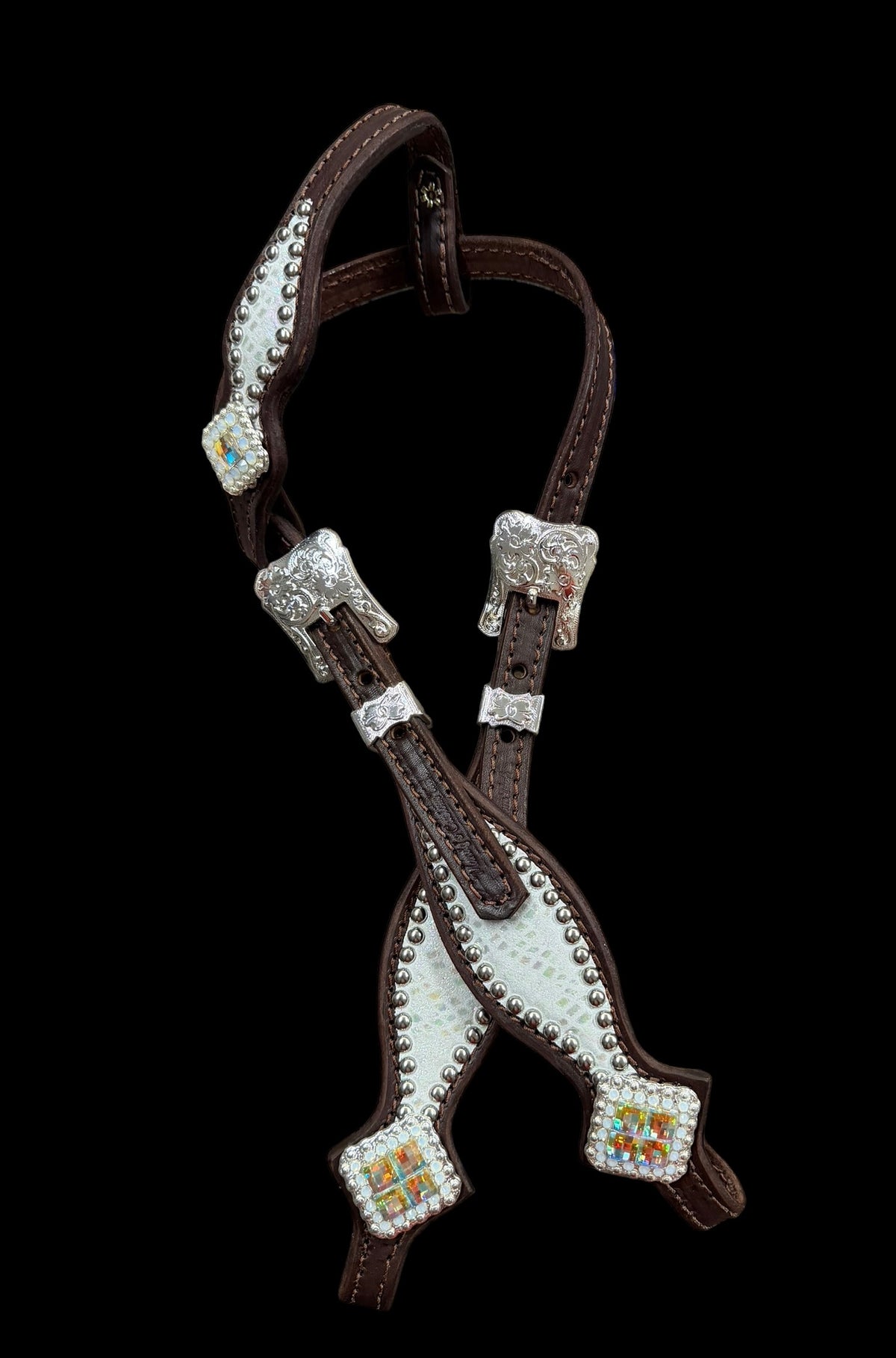 White mystic  on dark leather