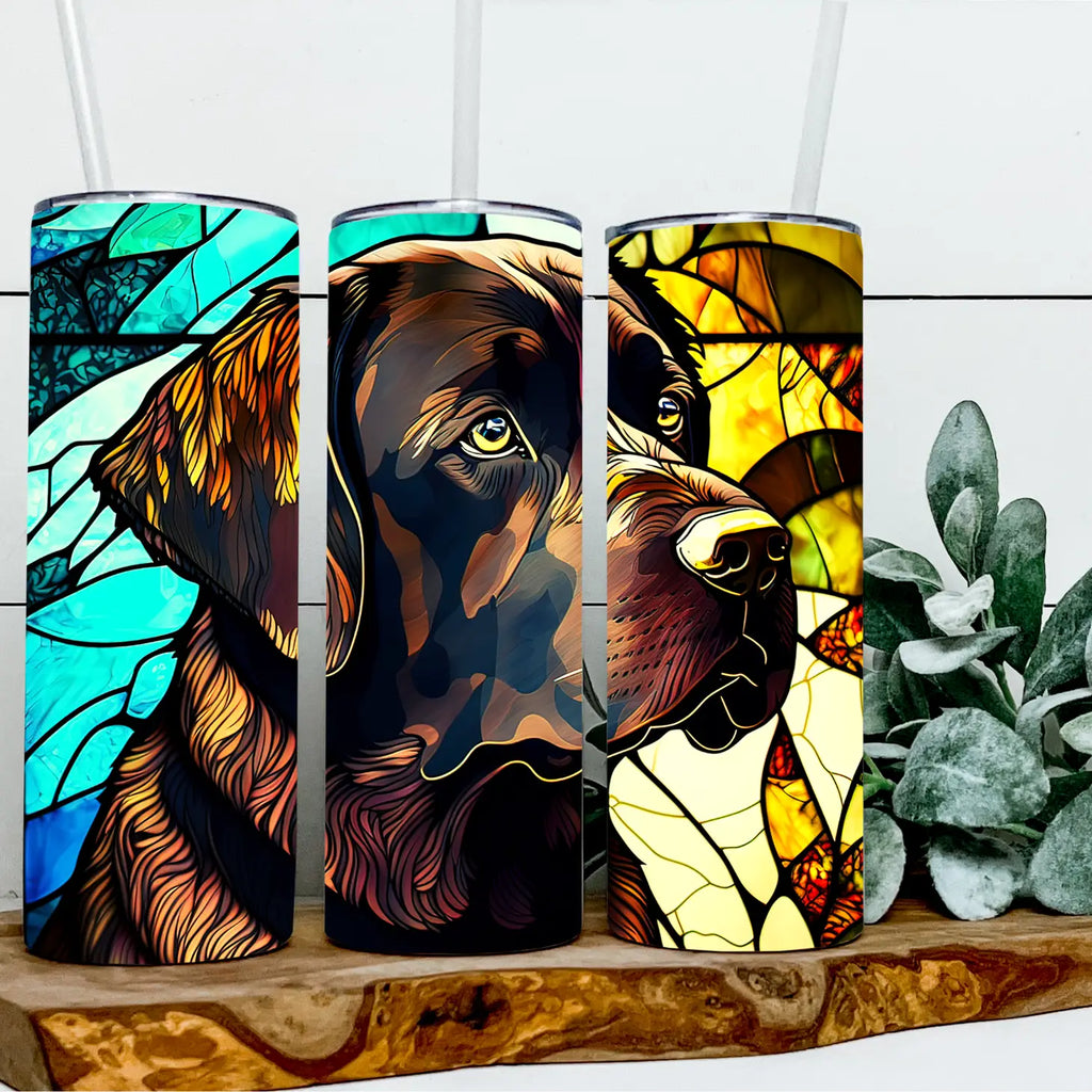 Stained Glass- Chocolate Lab Dog Tumbler