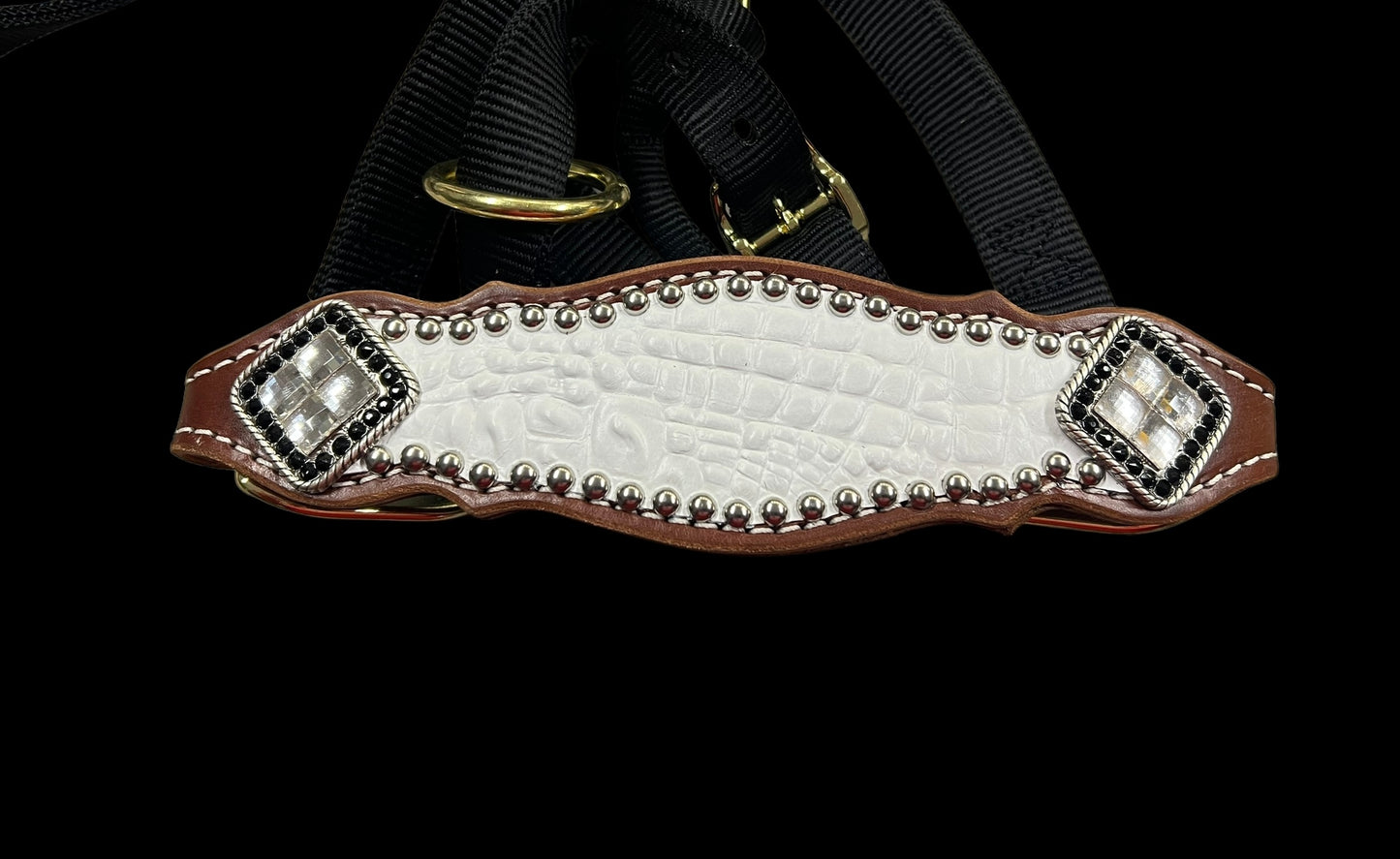 White gator on medium  leather