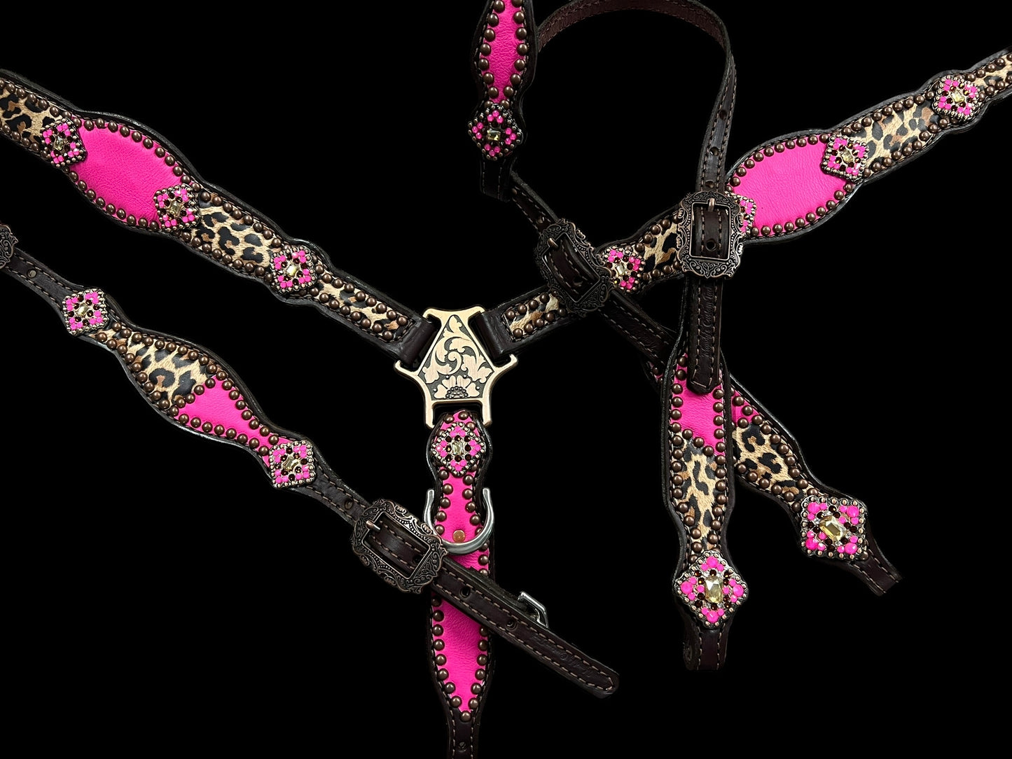 Hot pink and Leopard on dark leather