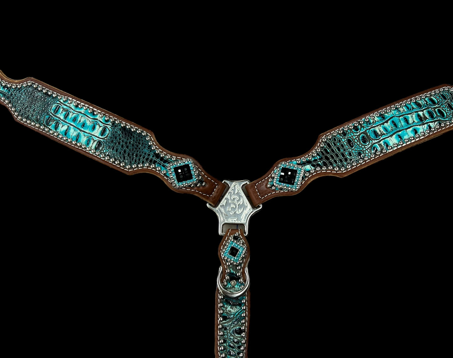 Sea turquoise gator  on medium leather