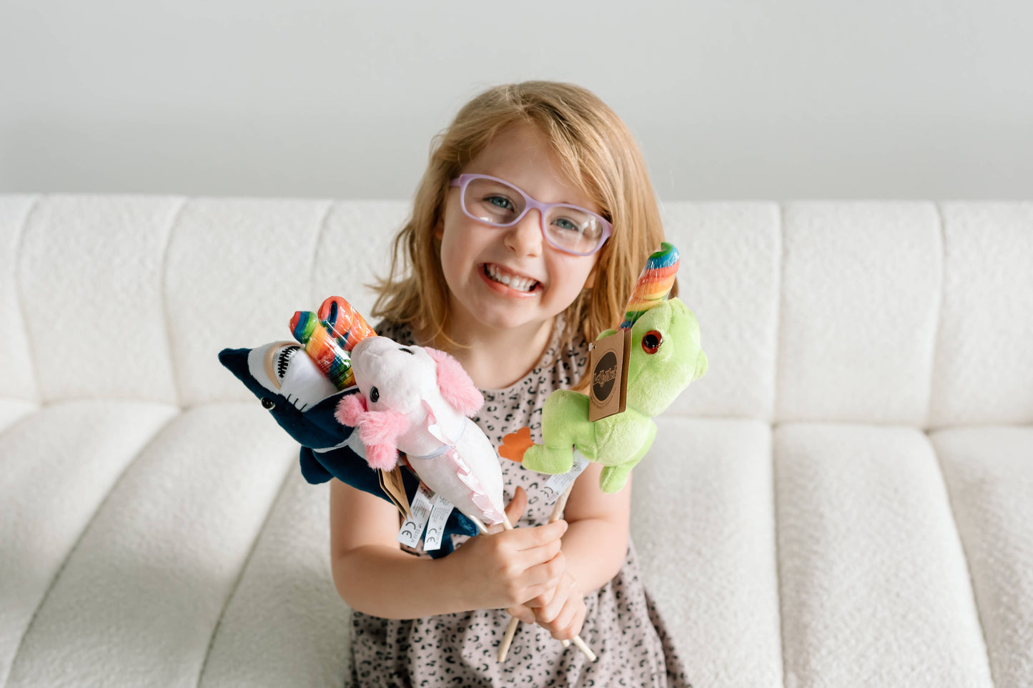 9" (22cm) Lollyplush Panda w/14" Rainbow Lollipop