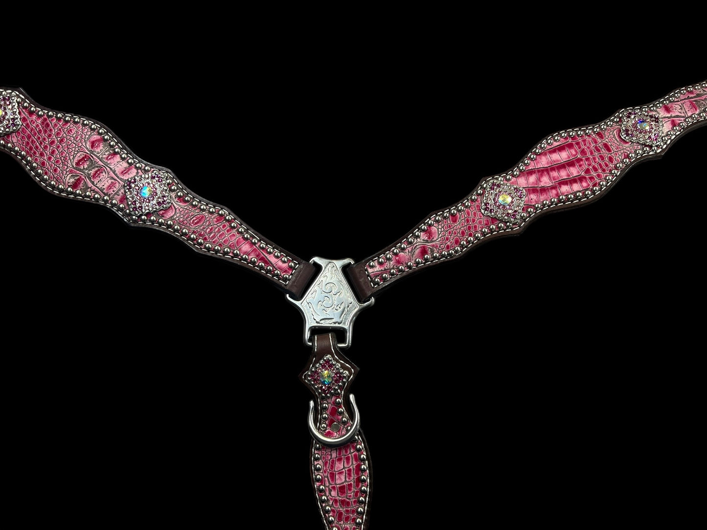 Flamingo gator  on Walnut leather