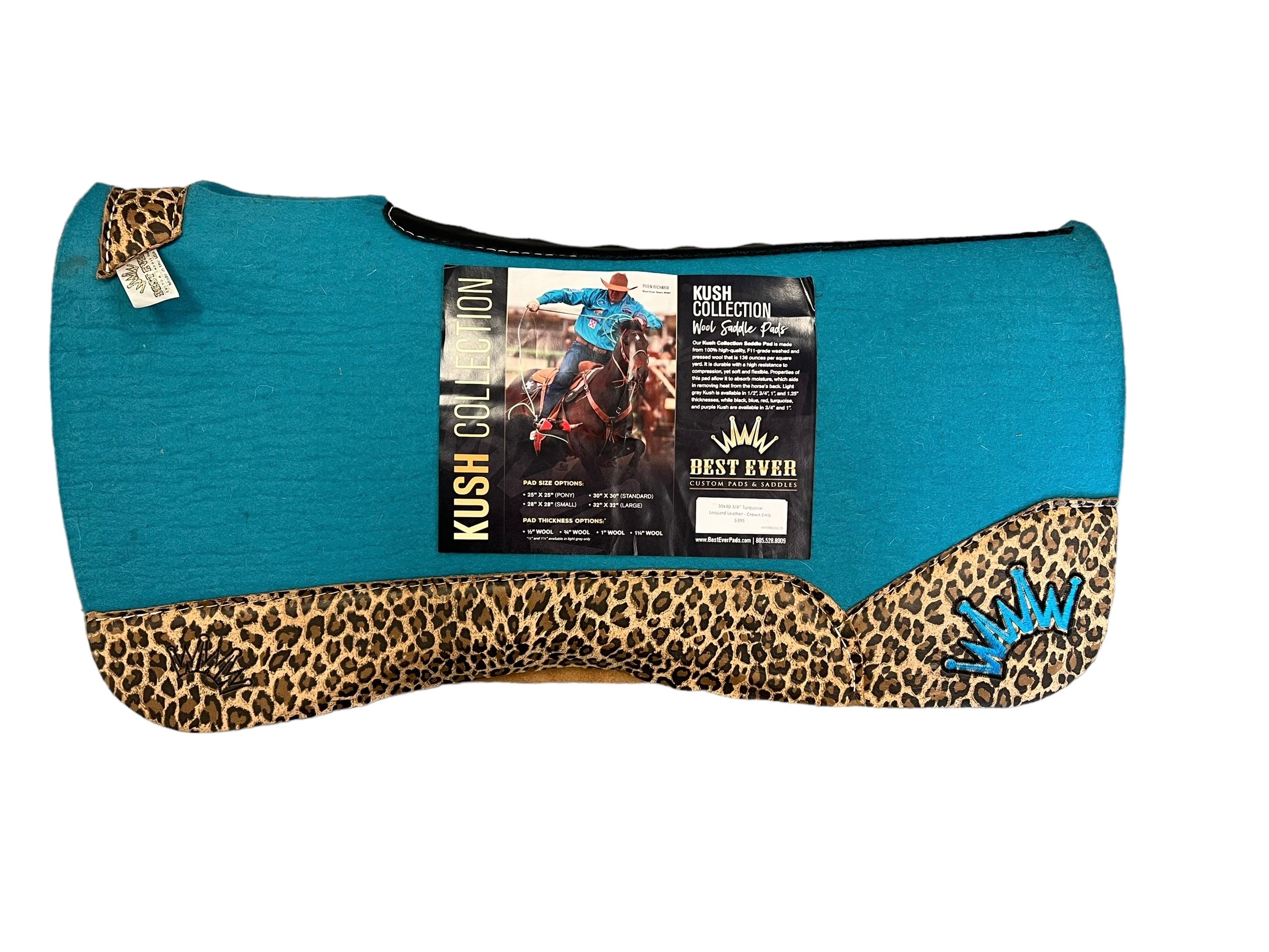 Distressed Leather & Teal Buckstitch shops Built Up Saddle Pad