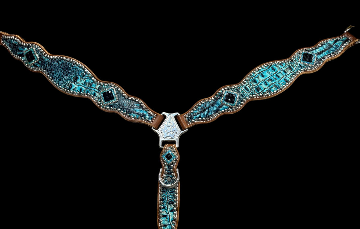 Sea turquoise gator  on medium leather