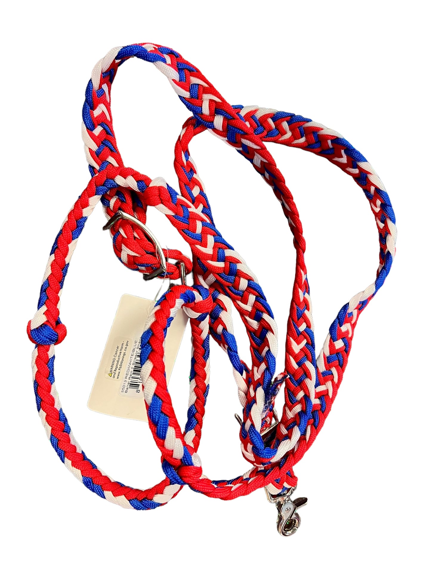 Braided Barrel / Roping Reins 8 Ft with 2 Nickel Plated Scissor Snap 2 Tone Colors