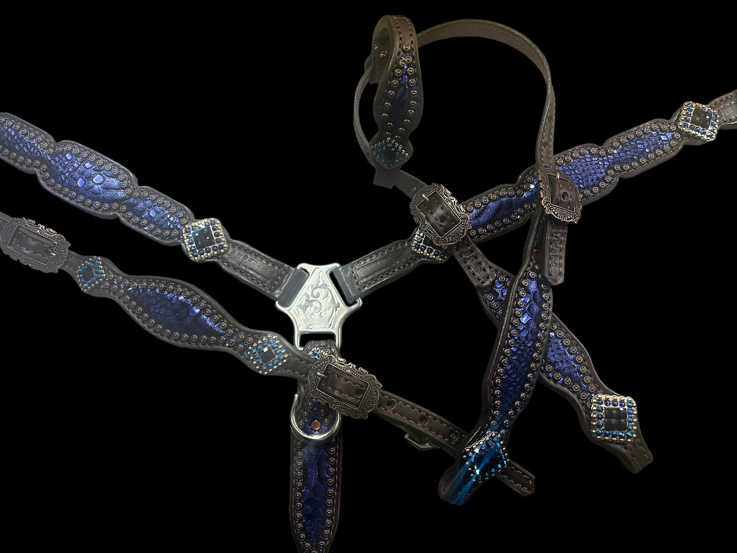 Indigo mystic on Dark leather