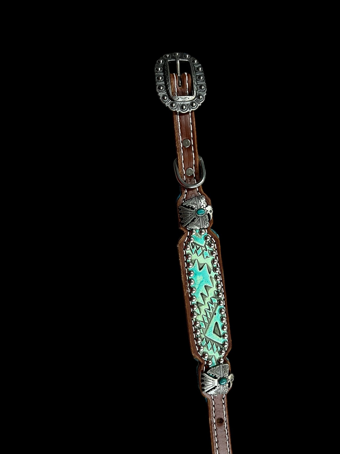 Turquoise aztec on medium  leather