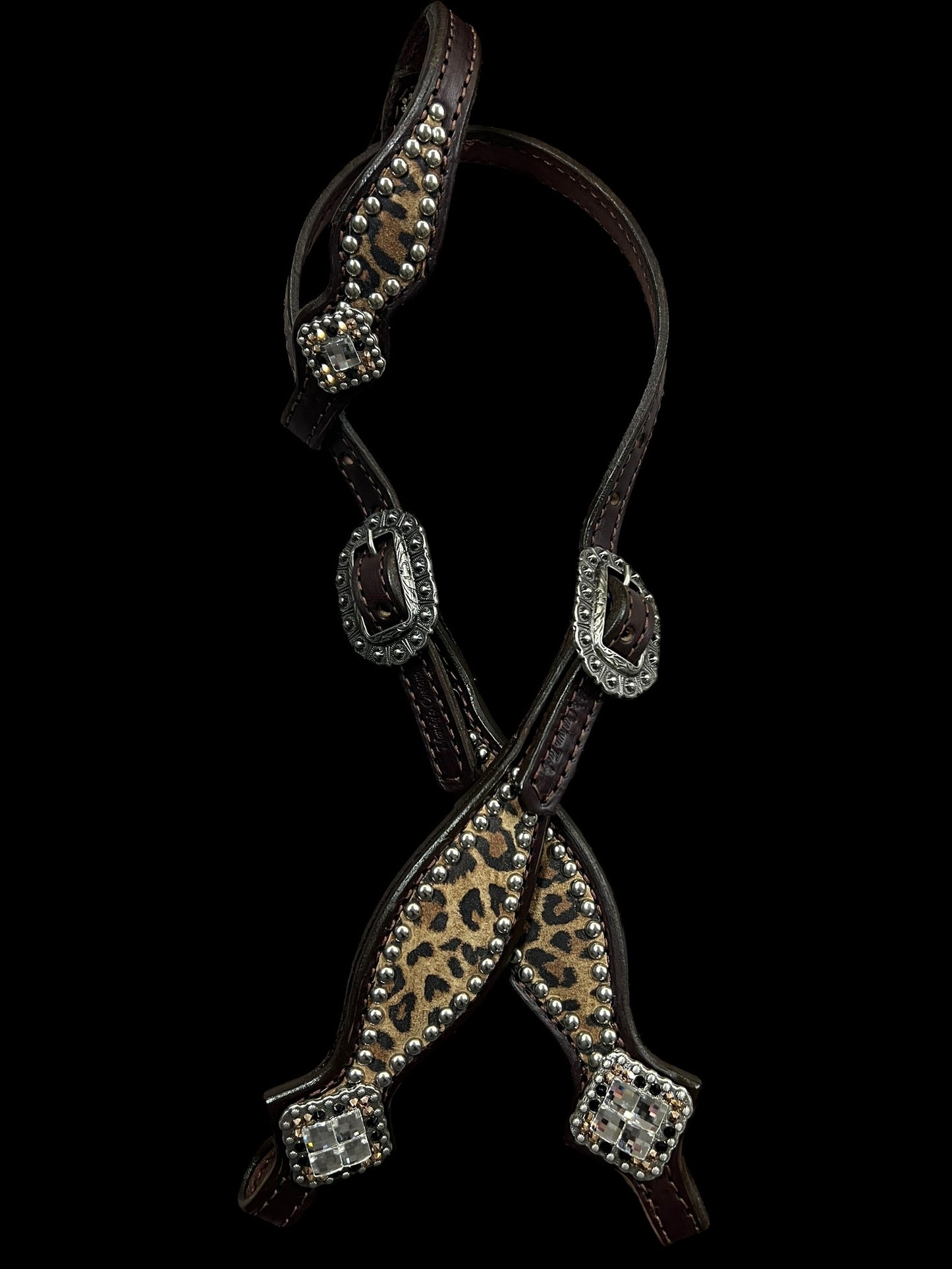 Leopard on dark leather