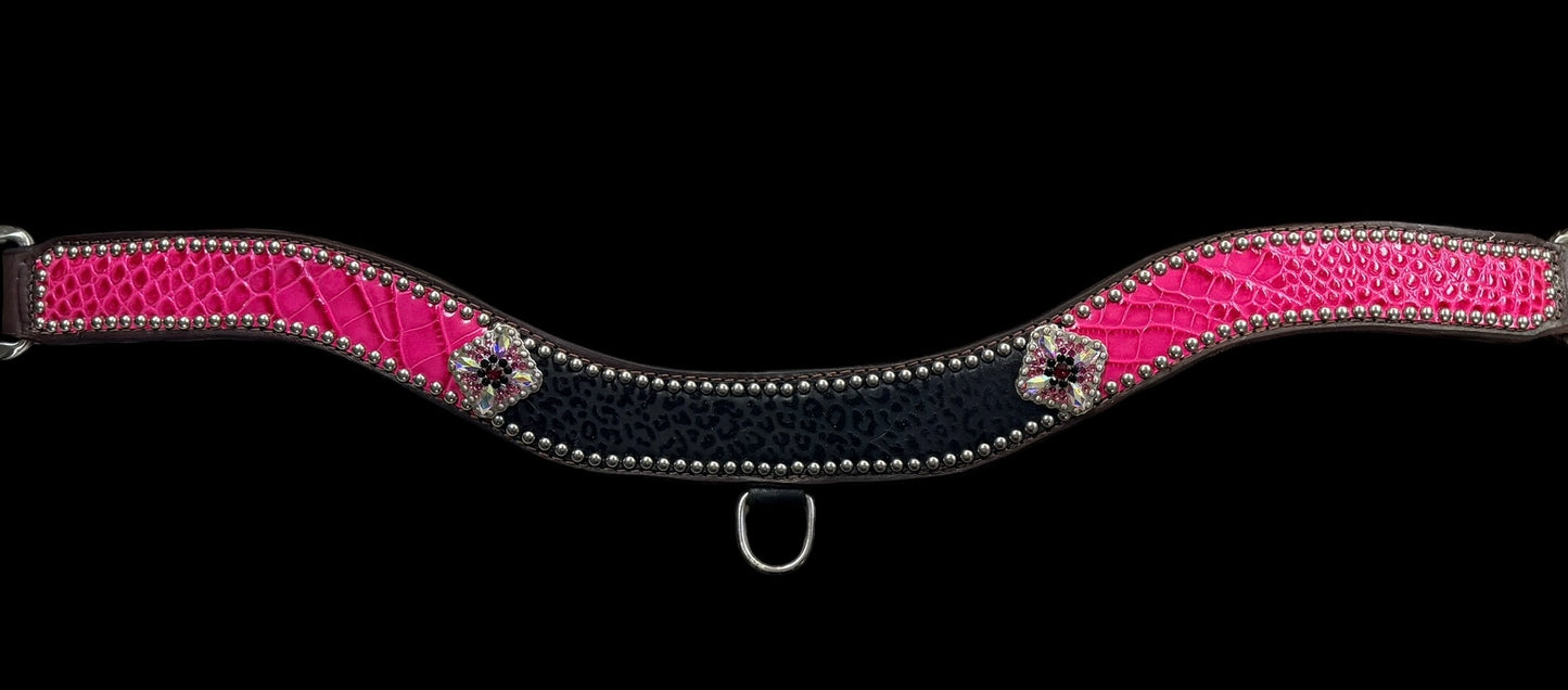 Barrel Racer Tripping style pink gator and Black flocked Leopard