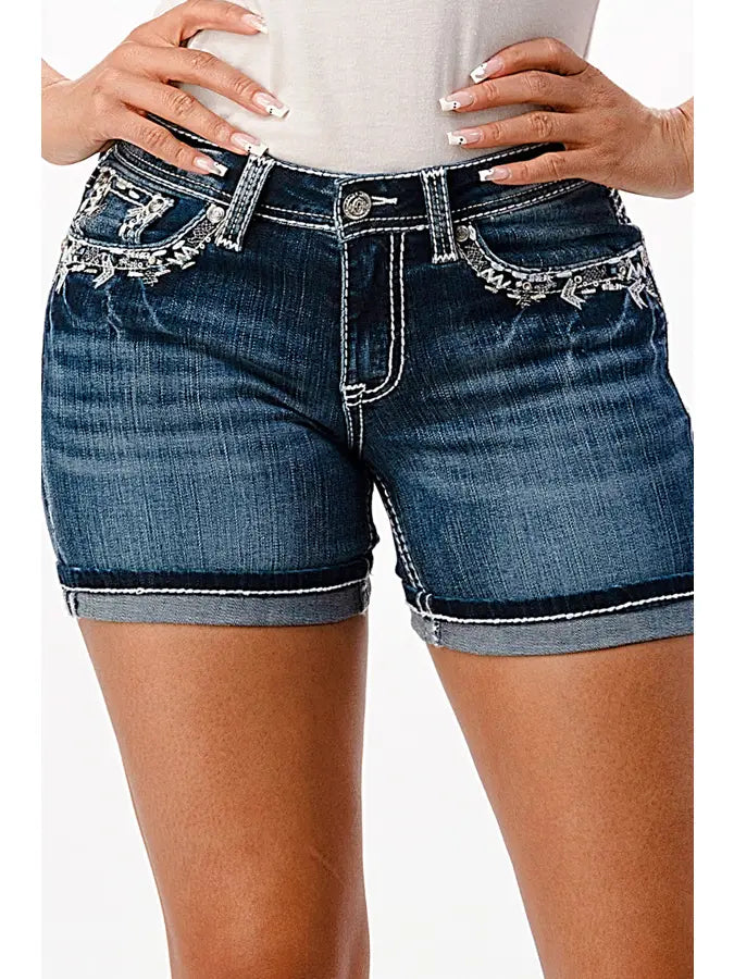 Border Stitches Plus Women Shorts