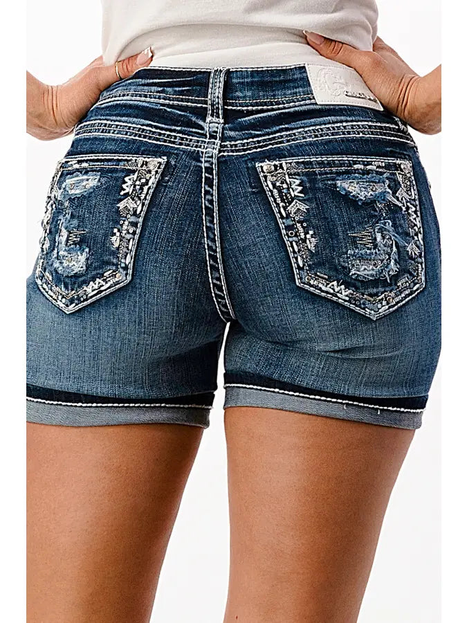 Border Stitches Plus Women Shorts