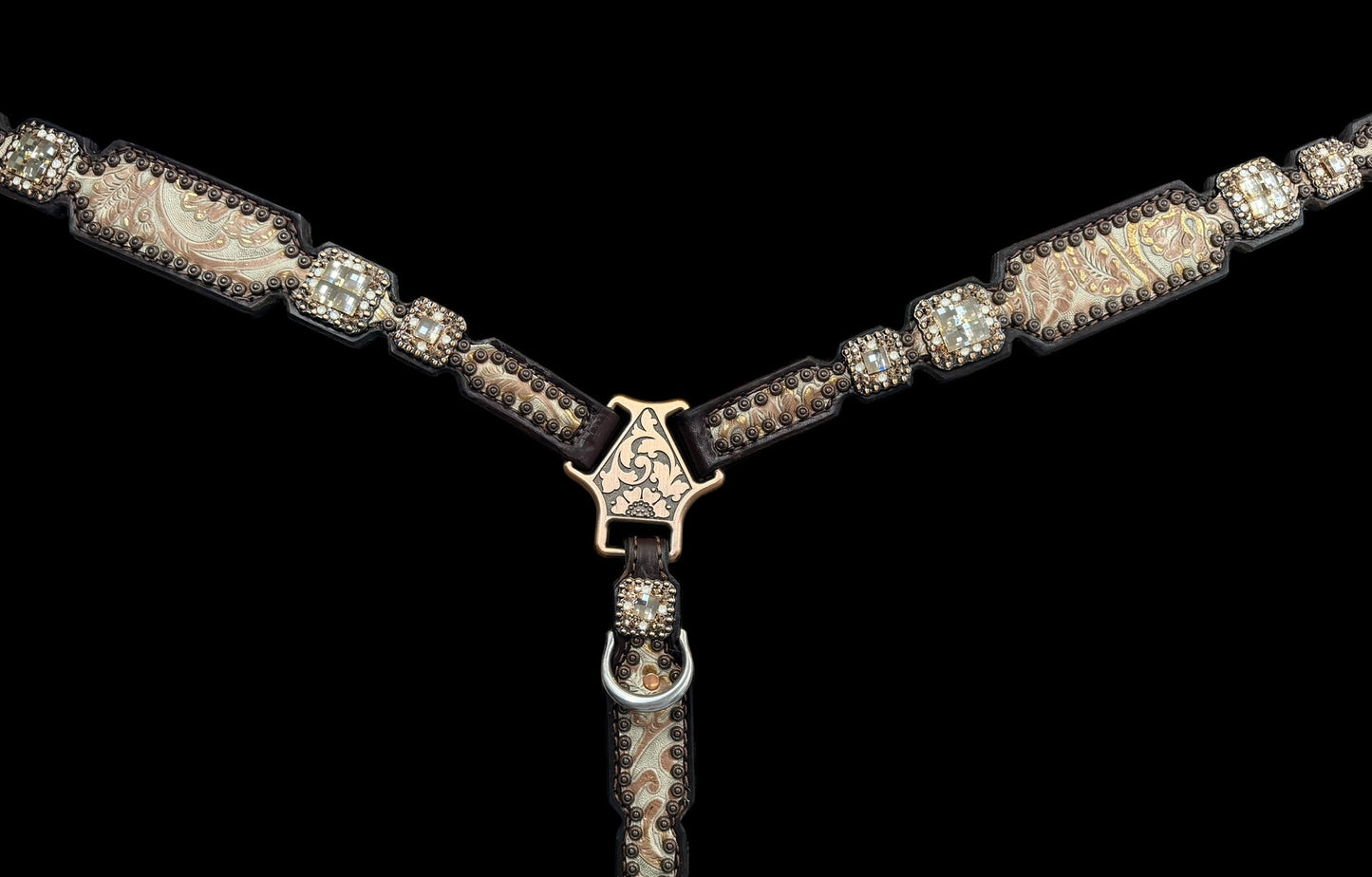 Ginger floral on dark leather