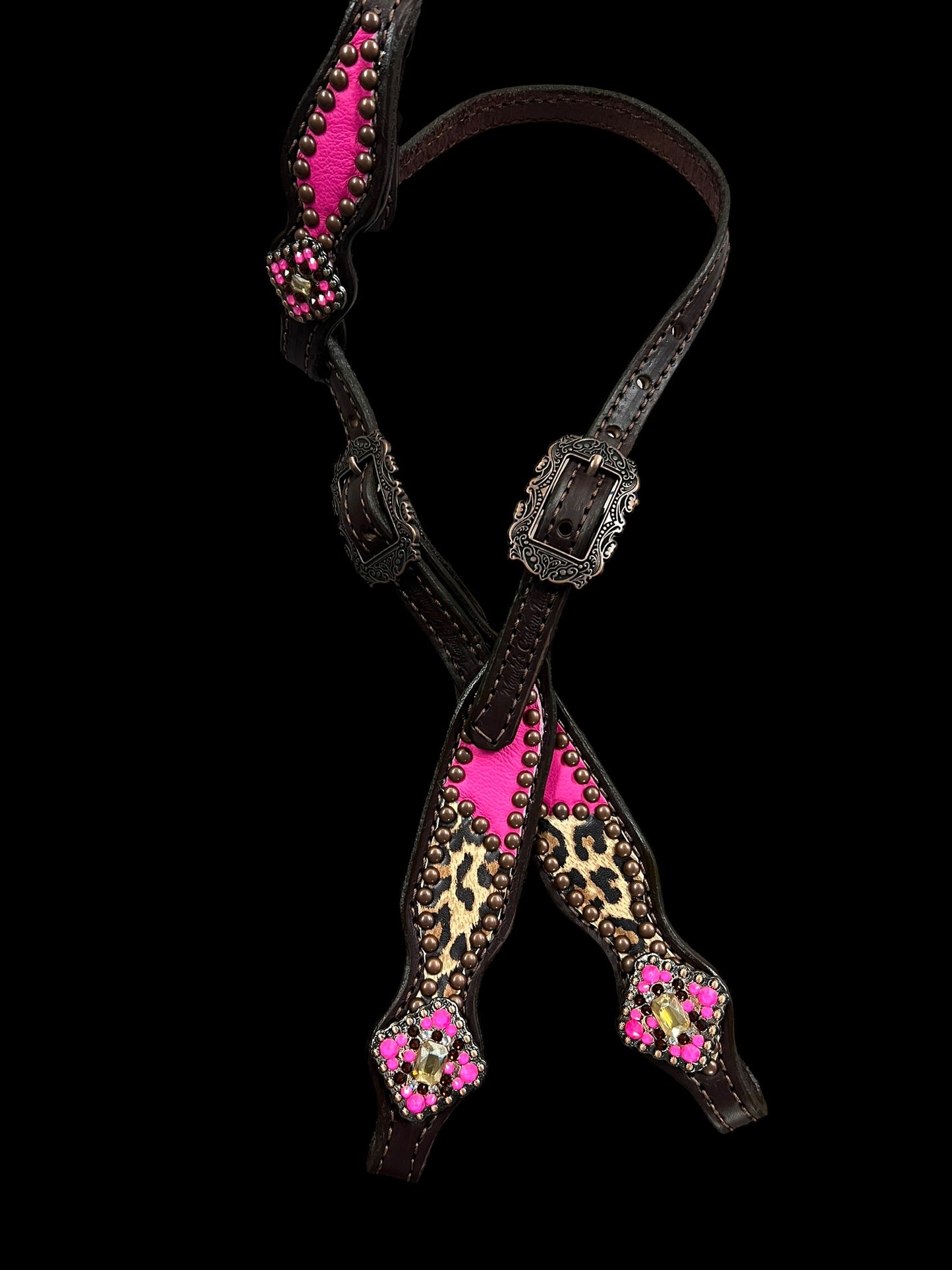 Hot pink and Leopard on dark leather