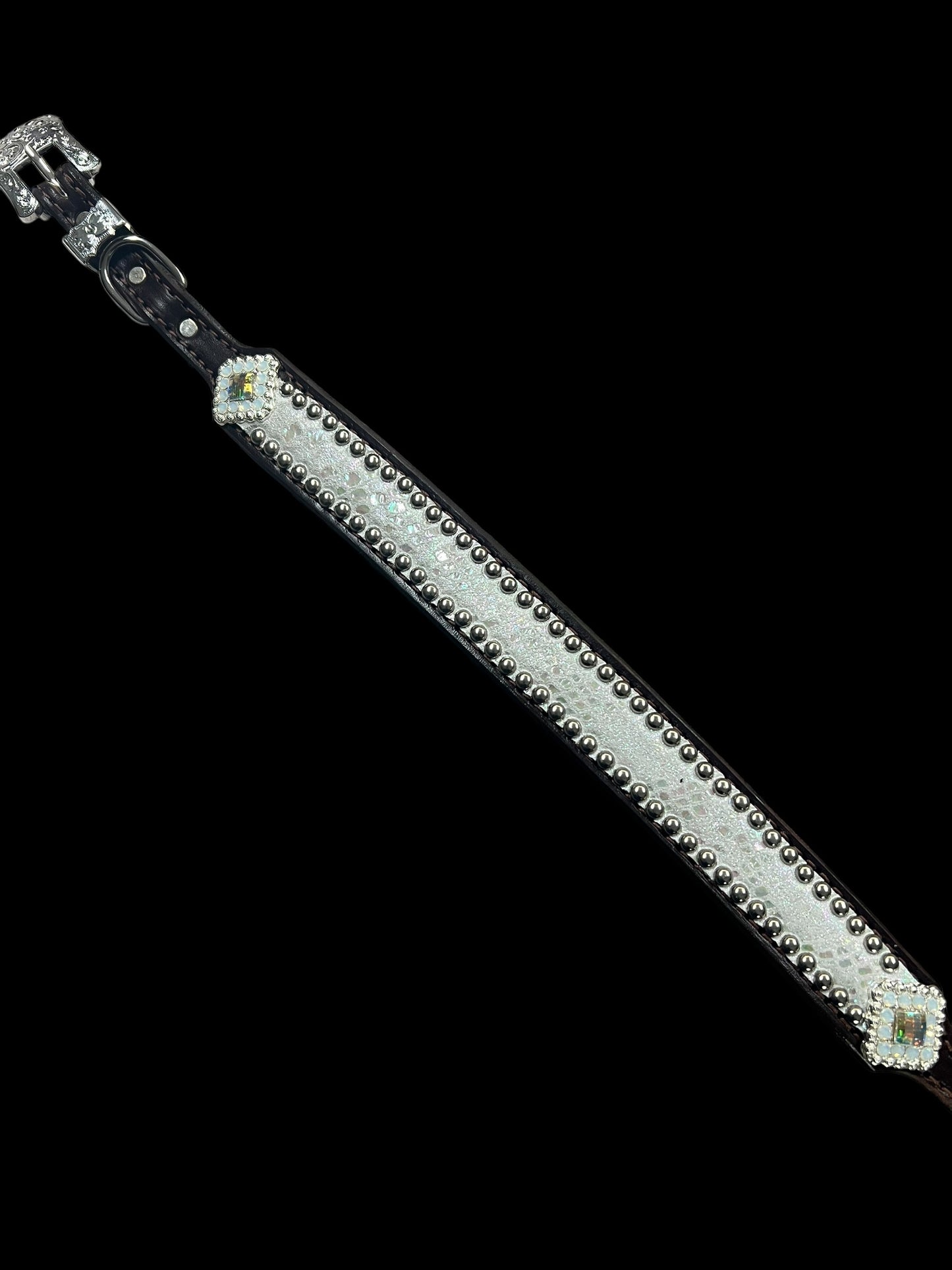 White mystic  on dark leather