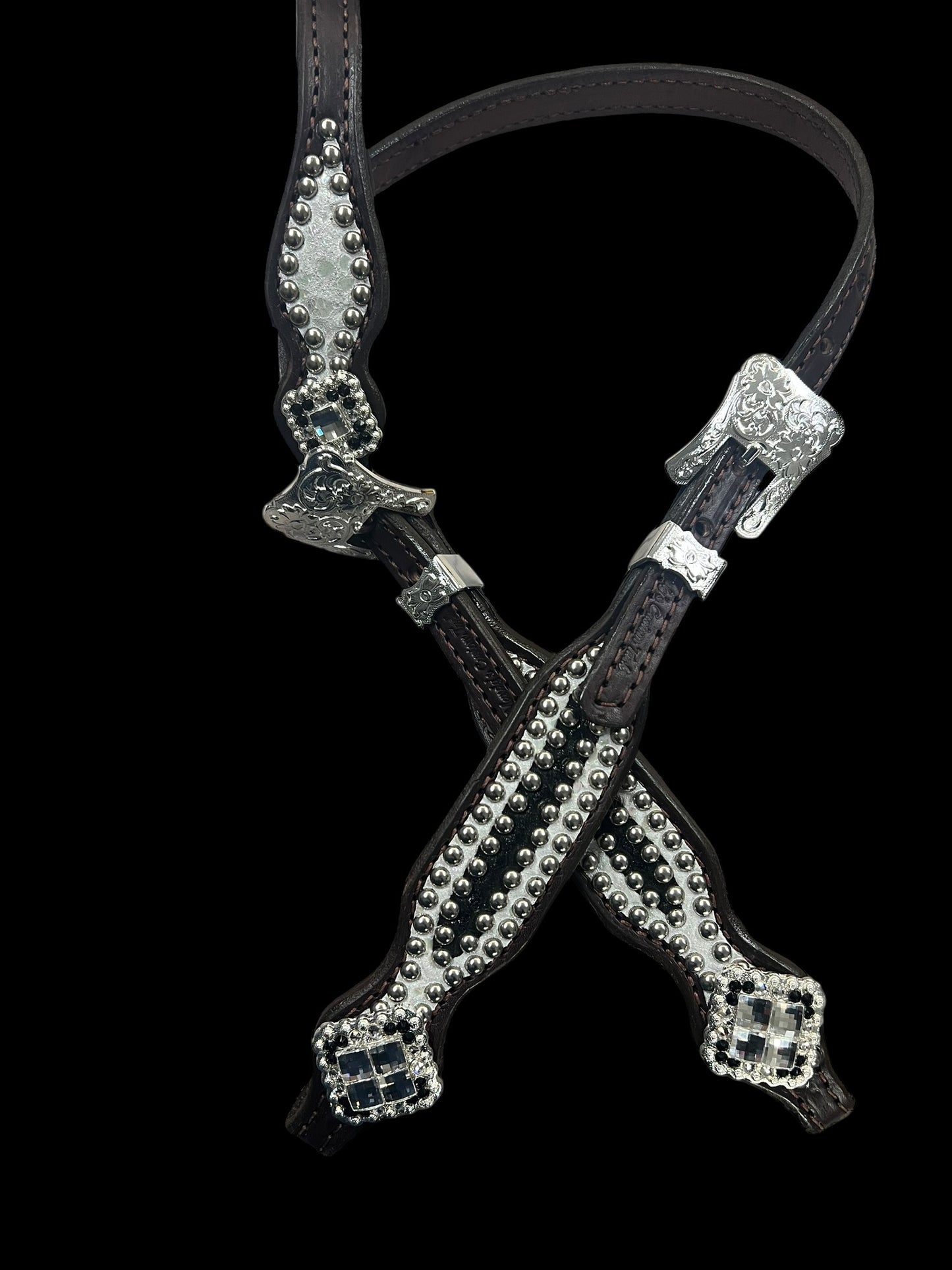 Black and white mystic on dark leather