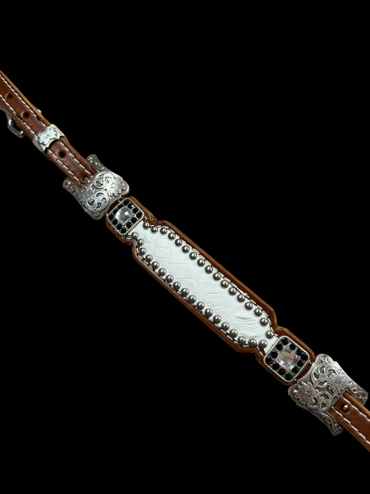 White gator on medium  leather