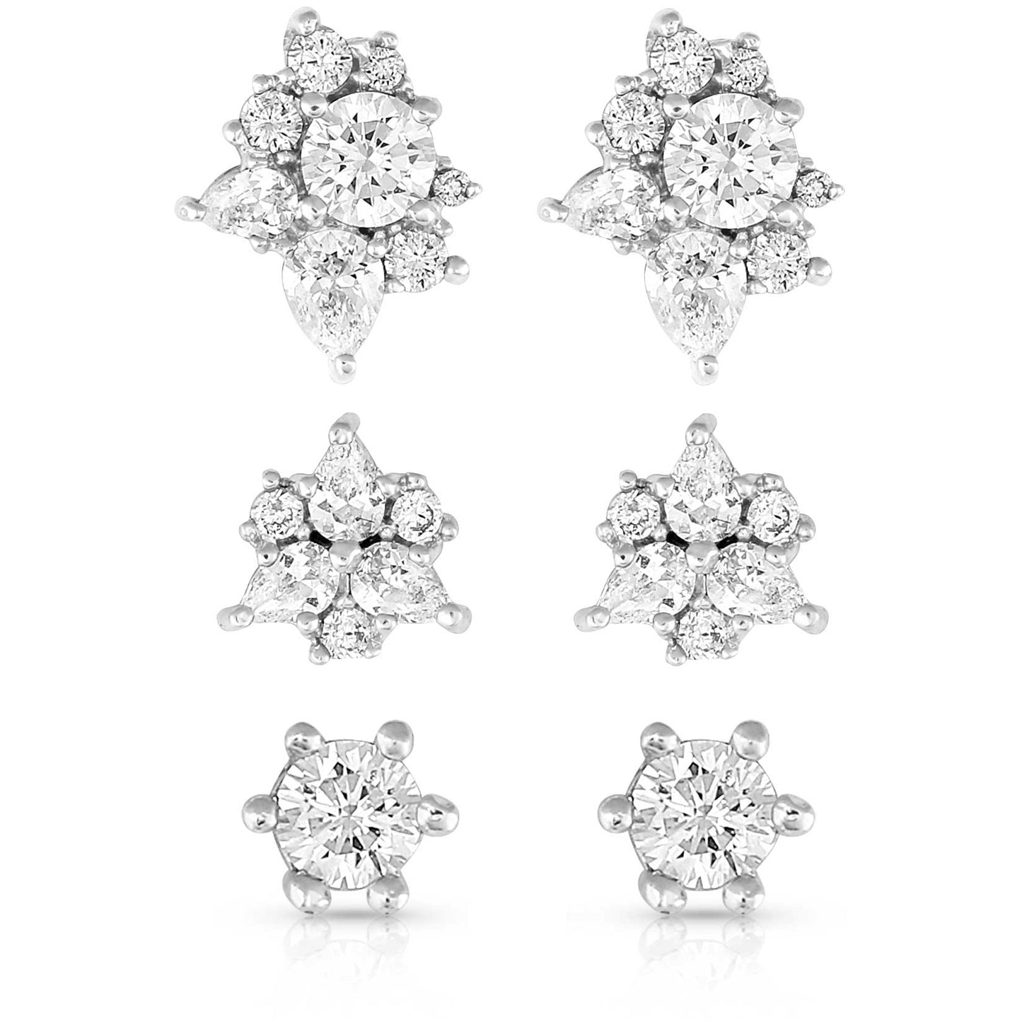 Triple Play Crystal Post Earrings