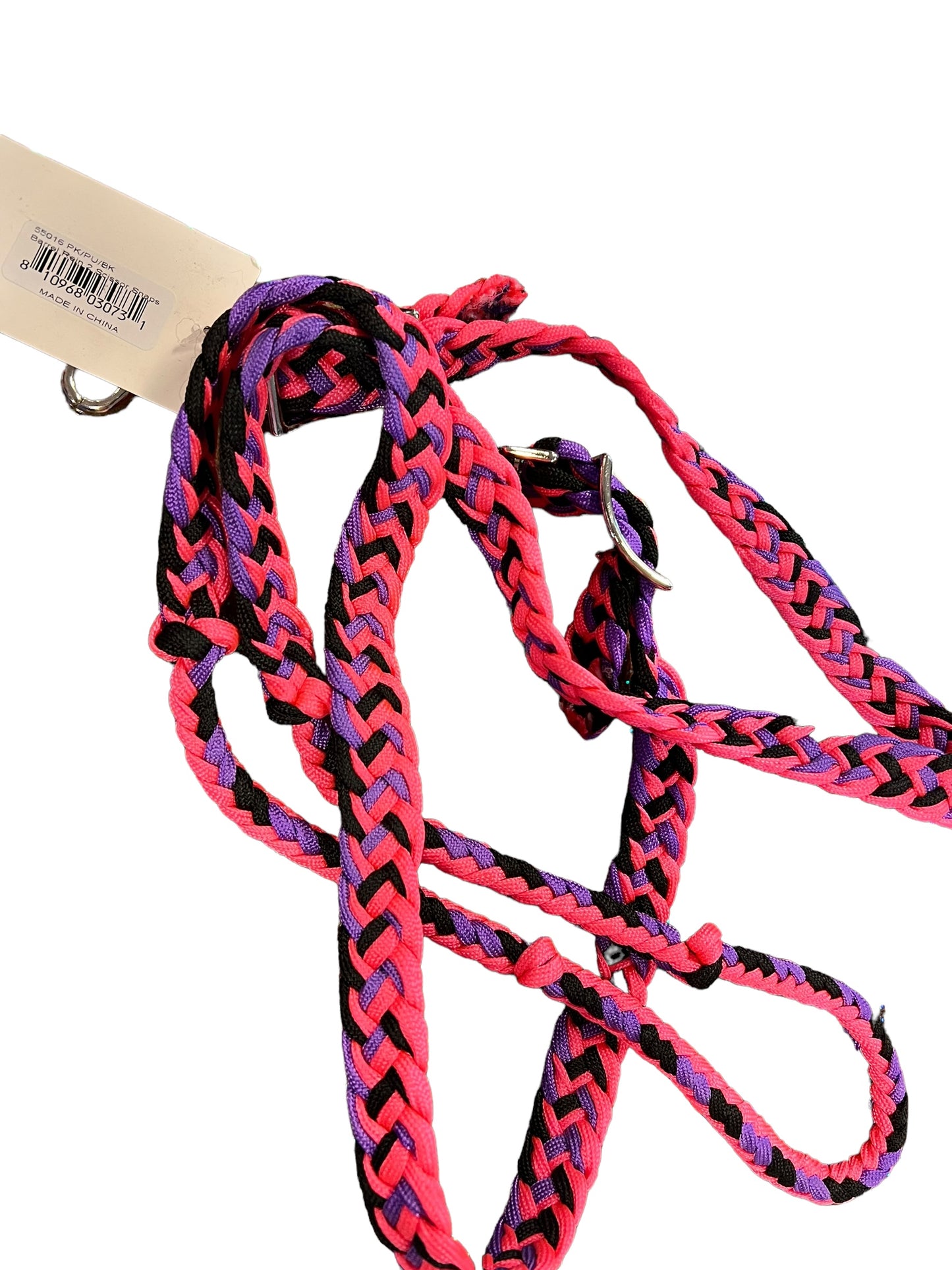 Braided Barrel / Roping Reins 8 Ft with 2 Nickel Plated Scissor Snap 2 Tone Colors