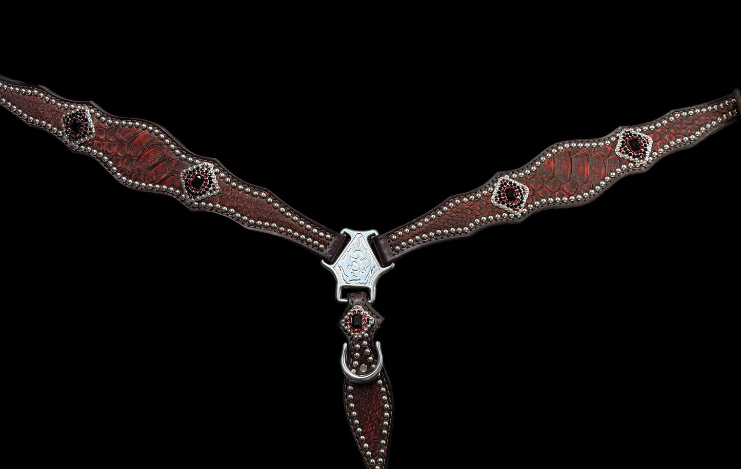 Red python on dark leather