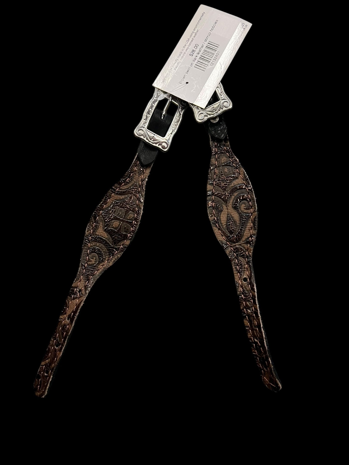 Brown swirl on dark leather
