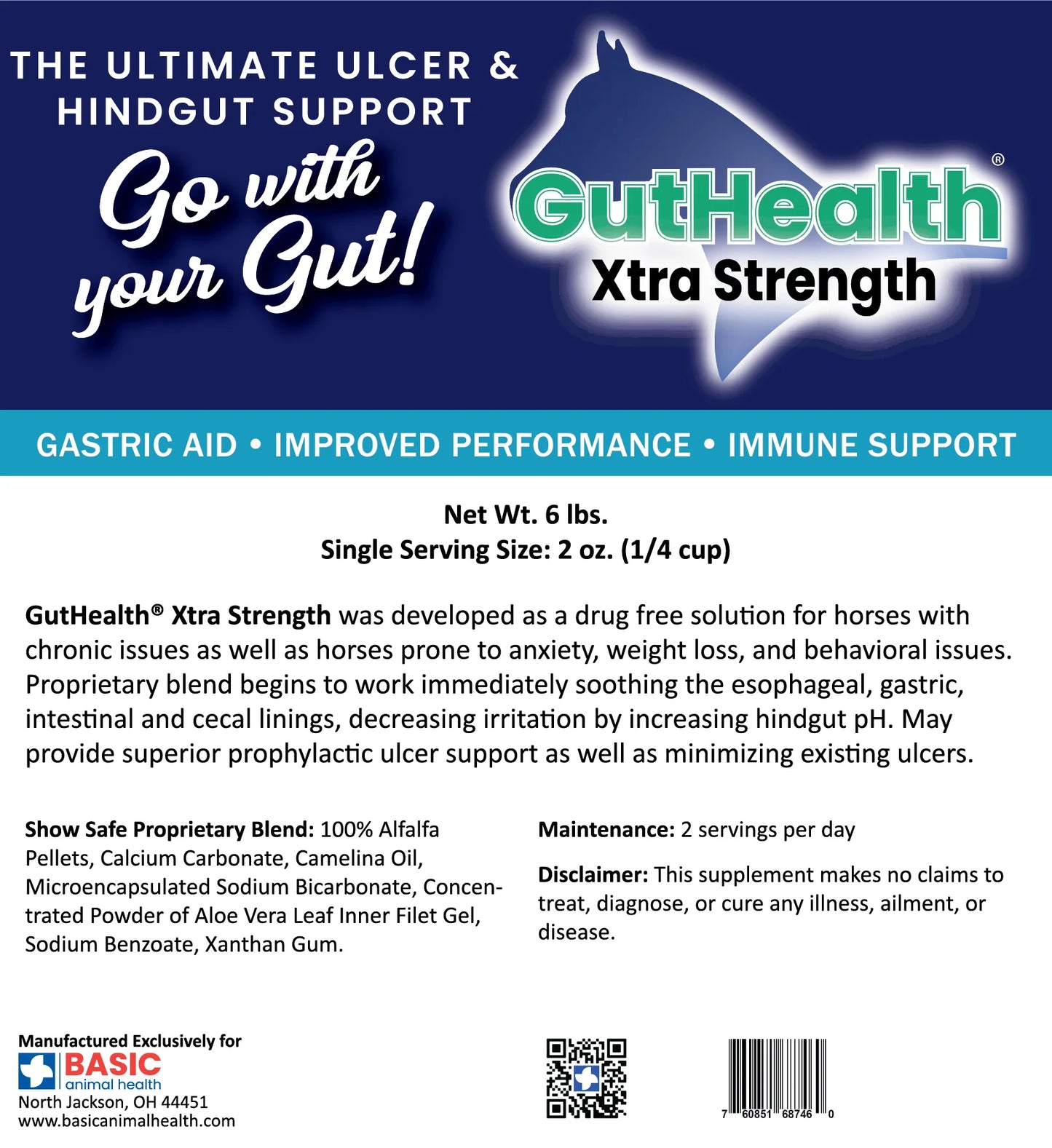 GutHealth Xtra Strength Pellet Supplement for Horses 7lb