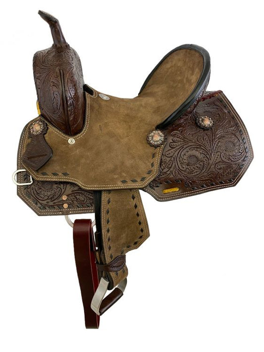 13 " Double T Youth Hard Seat Barrel style saddle