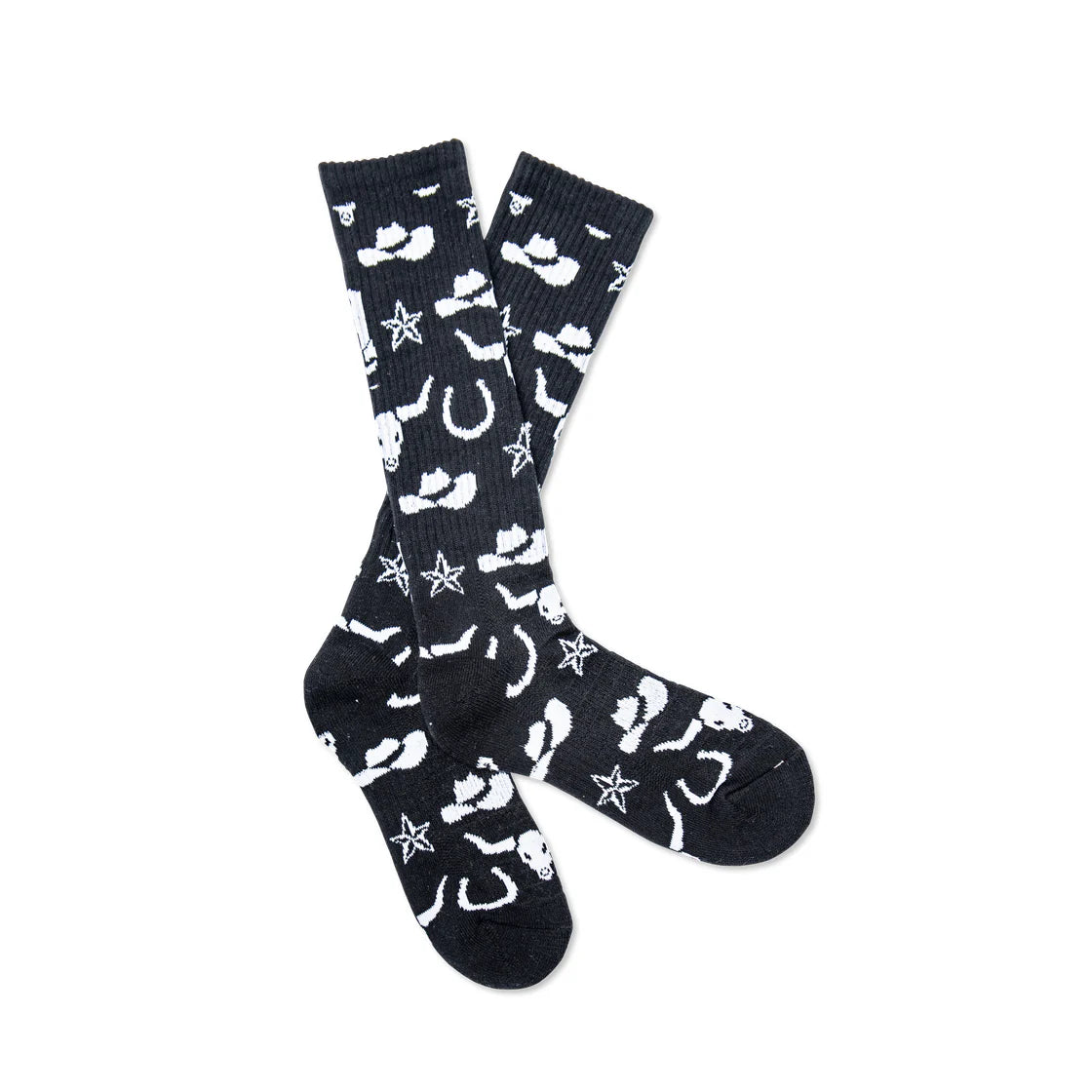 Get Western Black and White Performance Socks