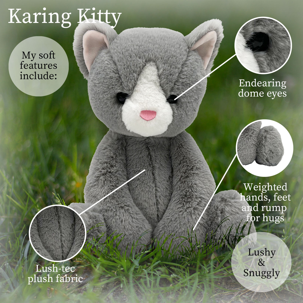World's Softest Lushee 16 inch - Karing Kitten Gry Plush Toy