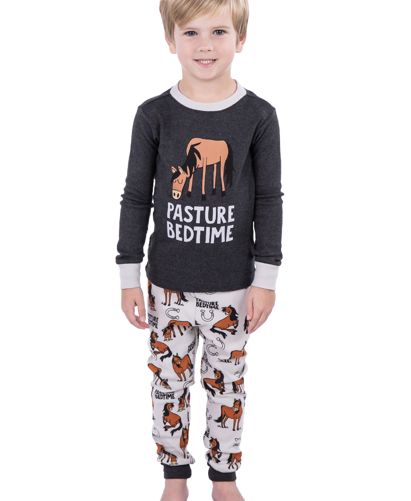 Pasture Bedtime Grey Kid's Long Sleeve Pajama Set