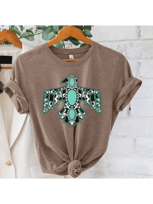 Cow Turquoise Thunderbird Soft Graphic Tee