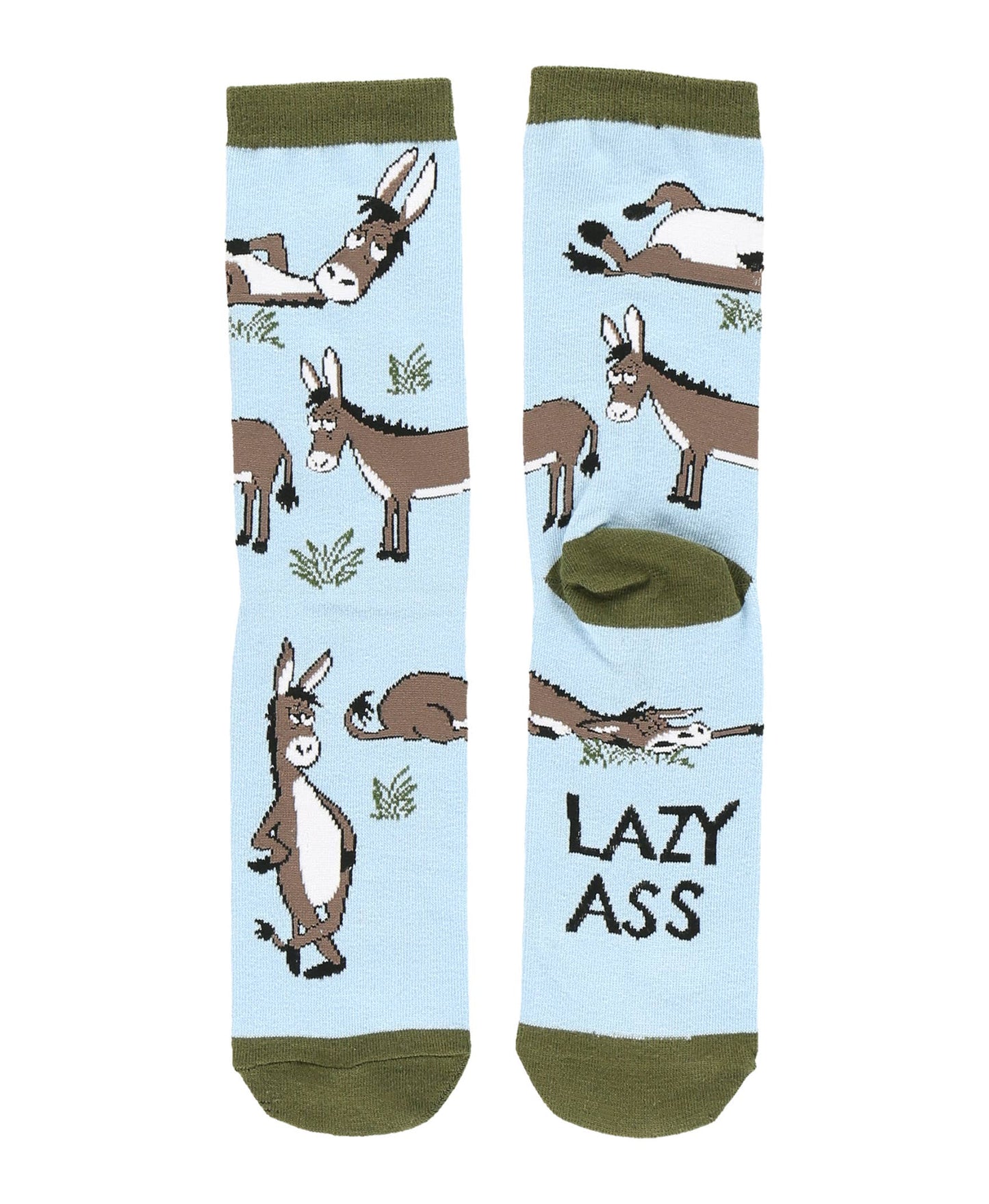 Lazy Ass Blue Crew Sock One Size