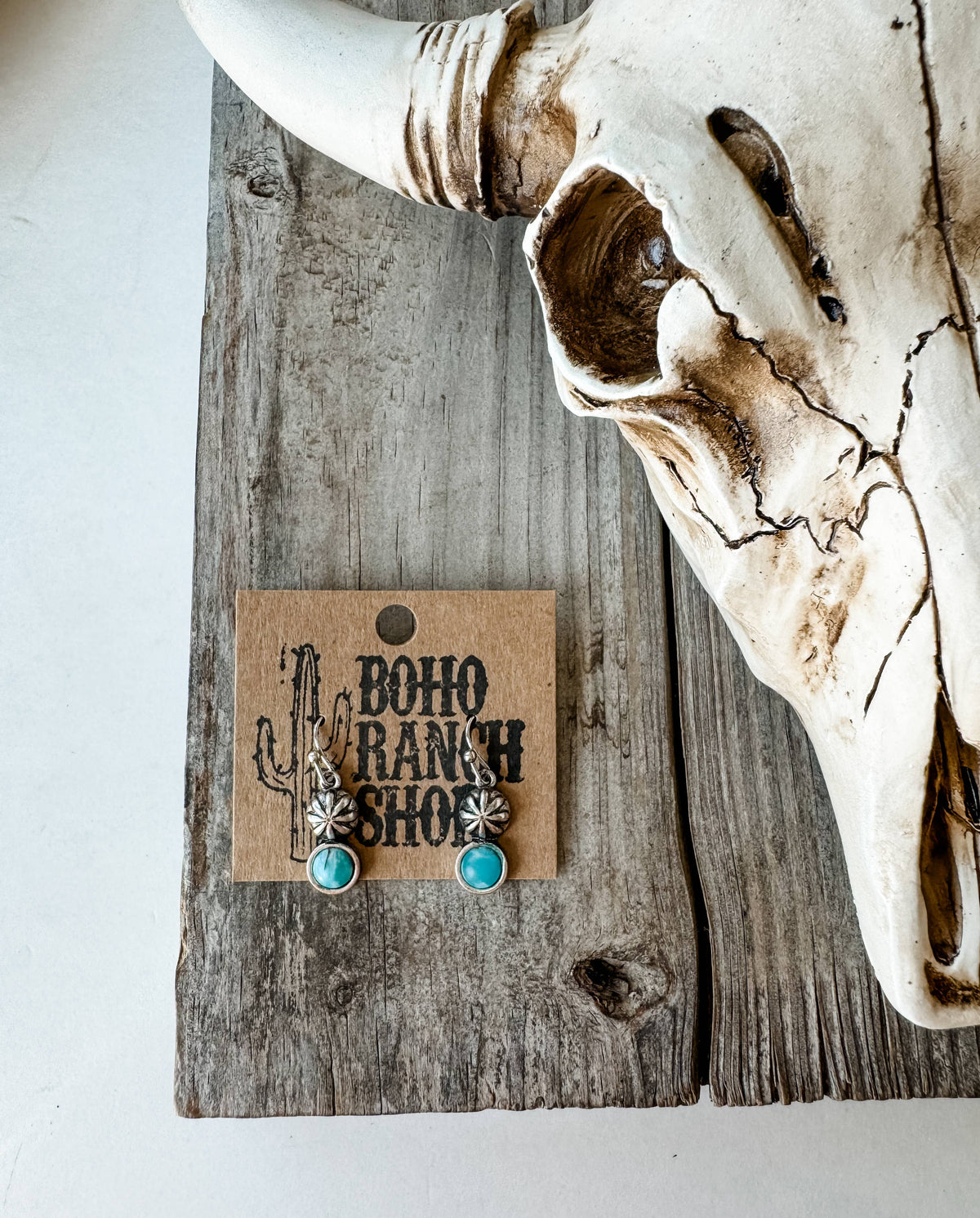 Western Stud Turquoise Dangle Earrings