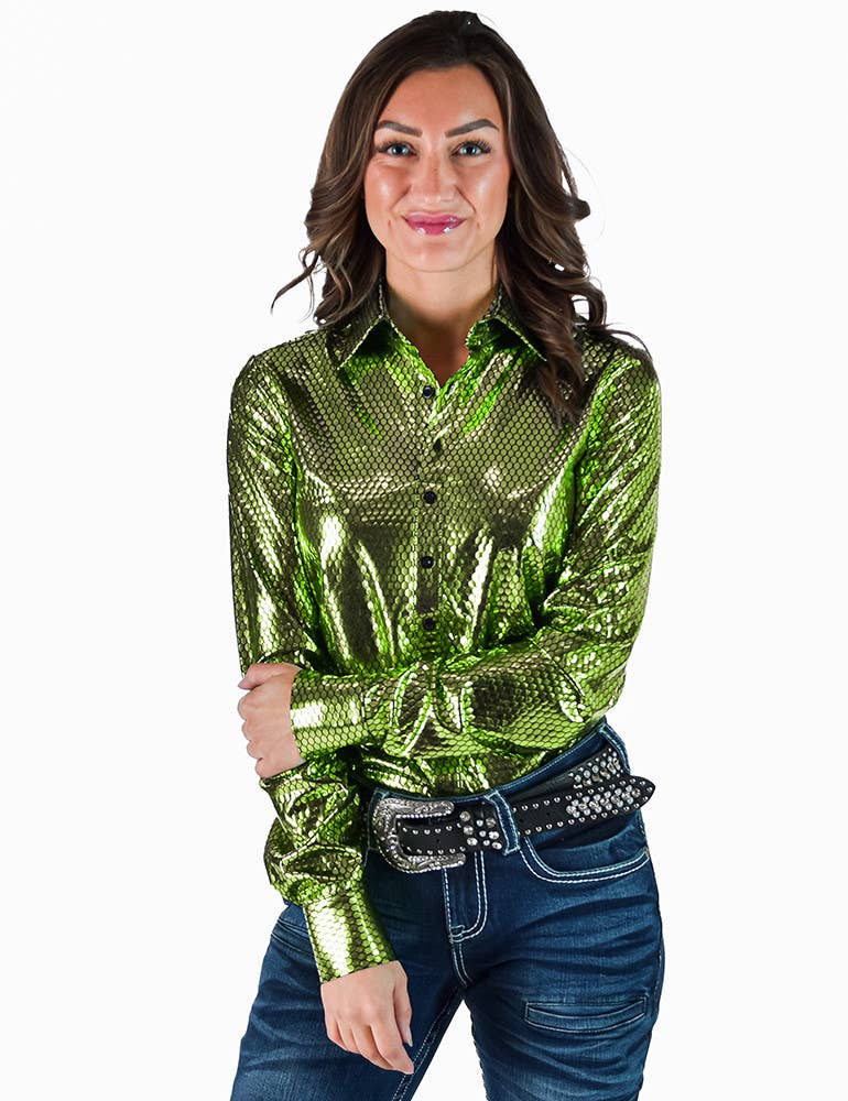 Metallic Pullover Button Up With Medium Stretch