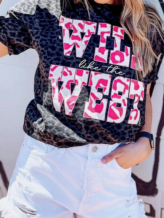 Black Wild Like the West Leopard Tee