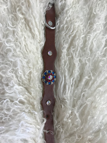 Extra Small dog collar- Red, blue, crystal AB