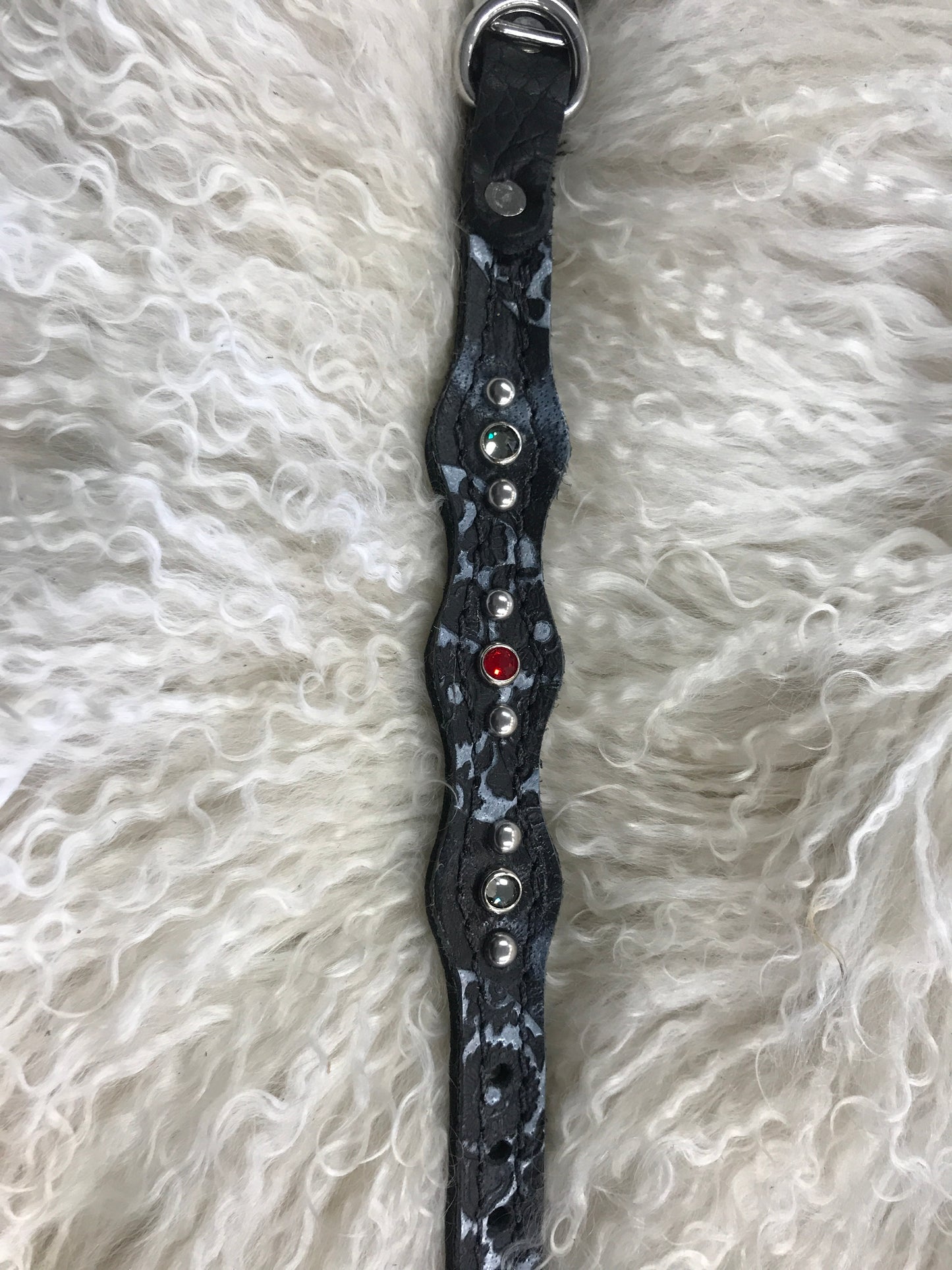 Extra Small dog collar- grey and red