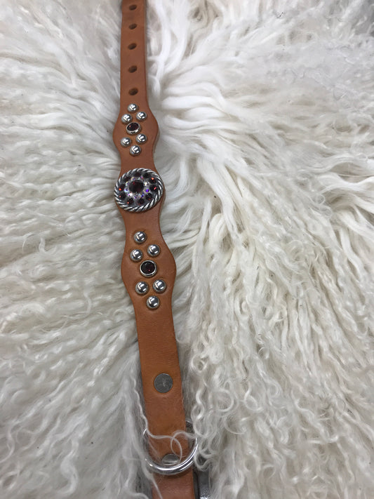 Extra Small dog collar- burgundy and crystal AB