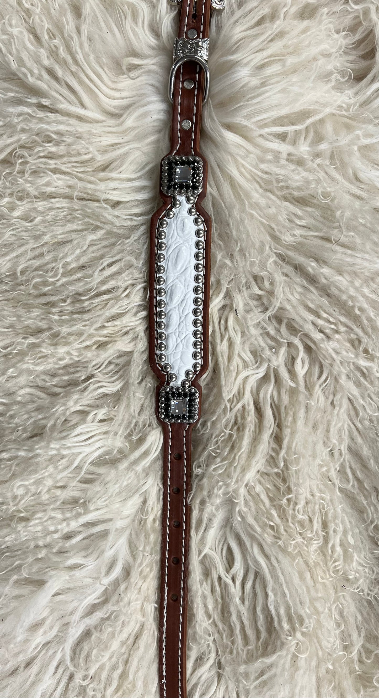 White gator on medium  leather